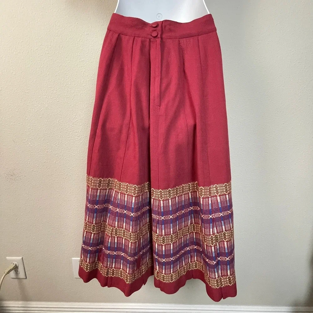 Marjory Jacobson Hand Woven Skirt & Shawl Set Burgundy‎ Geometric Boho Vintage